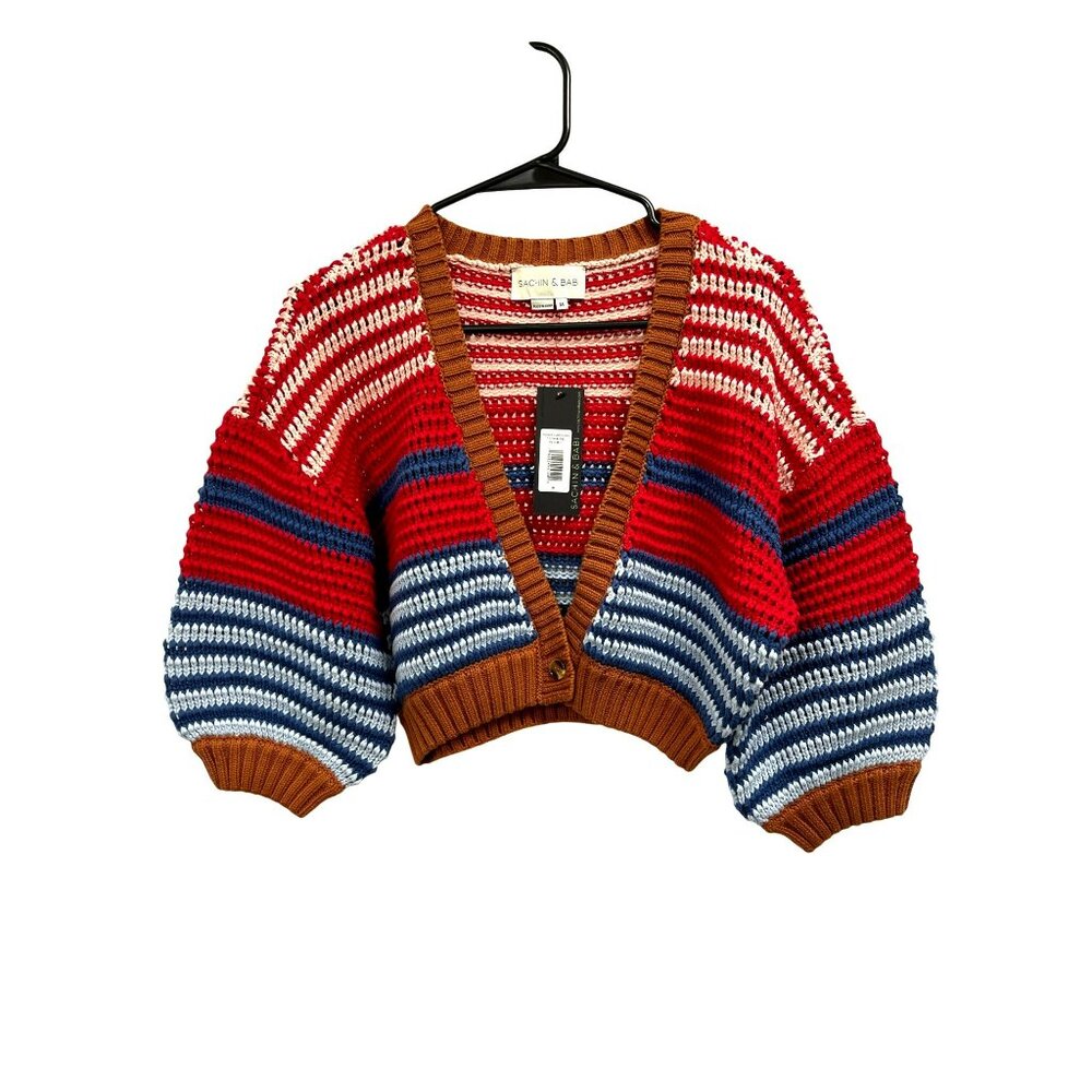 Sachin + Babi Red and Blue Striped Cardigan